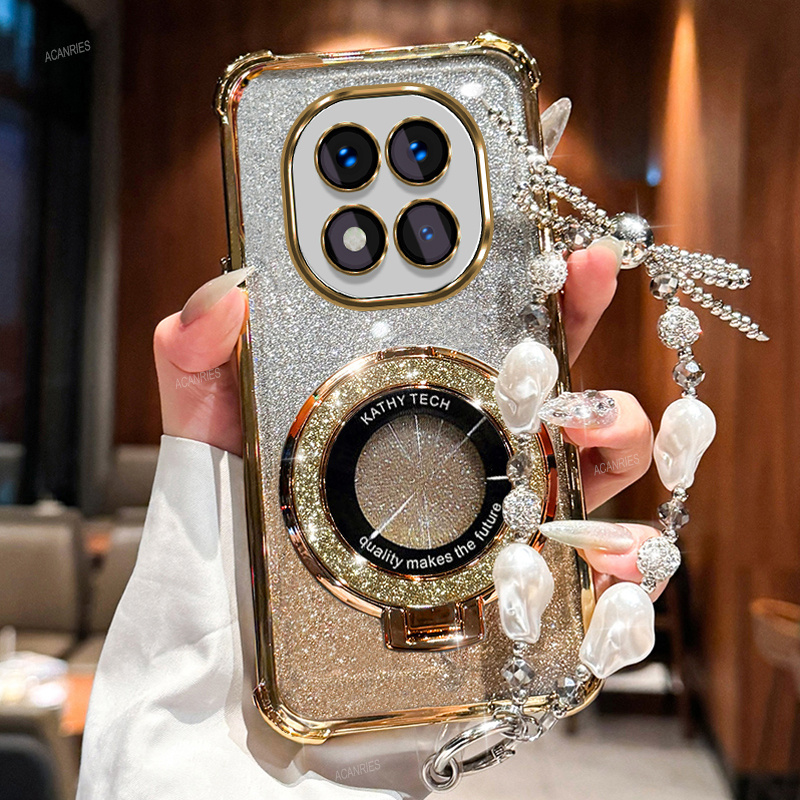 TEMU Phone Case: Note14 Pro 5g Luxury Plating Shockproof Thickening Glitter Card Phone Case For Xiaomi Redmi Note 14 Pro 5g With Sparkle Magnetic