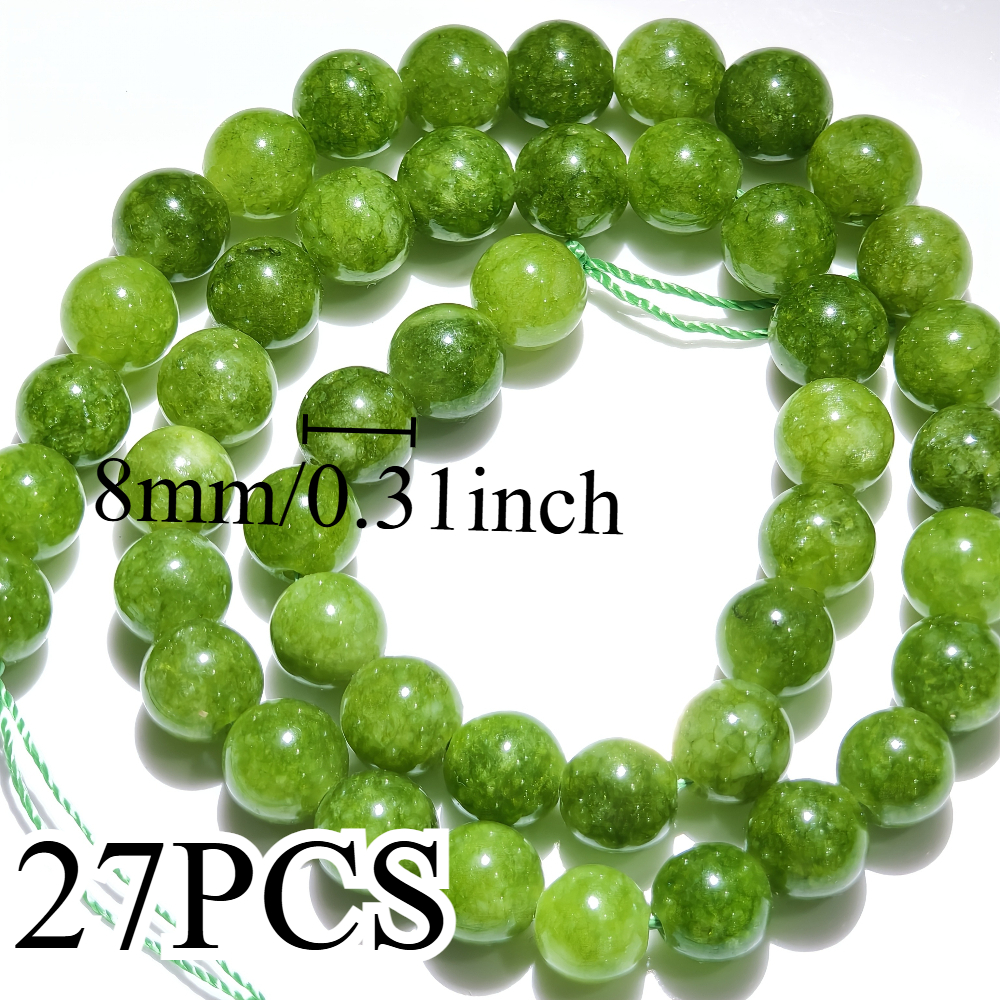 TEMU Perles rondes en péridot naturel, perles en naturelle verte en vrac, d'août, kit de fabrication de bijoux à enfiler, pièces d'accessoires pour