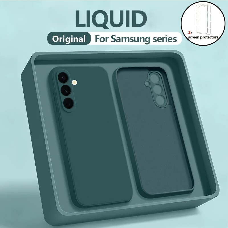 TEMU Phone Case - 3pcs [1pc Phone Case With 2pcs Protectors] Original Liquid Phone Case For For Galaxy A73 A72 A71 A70 A55 A54 A53 A52 A51 A42,