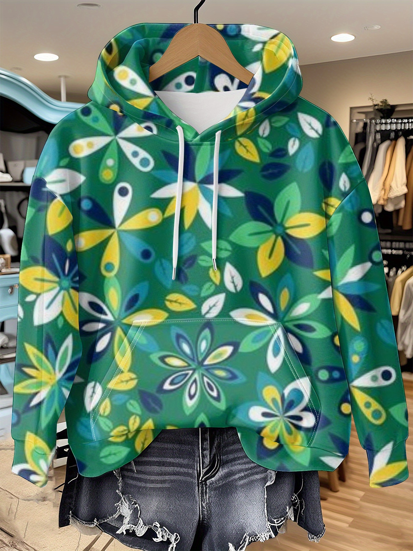 トップス Short Sleeve Hoody - Floral Printed DESIGUAL Oversize Hooded Floral sweatshirt