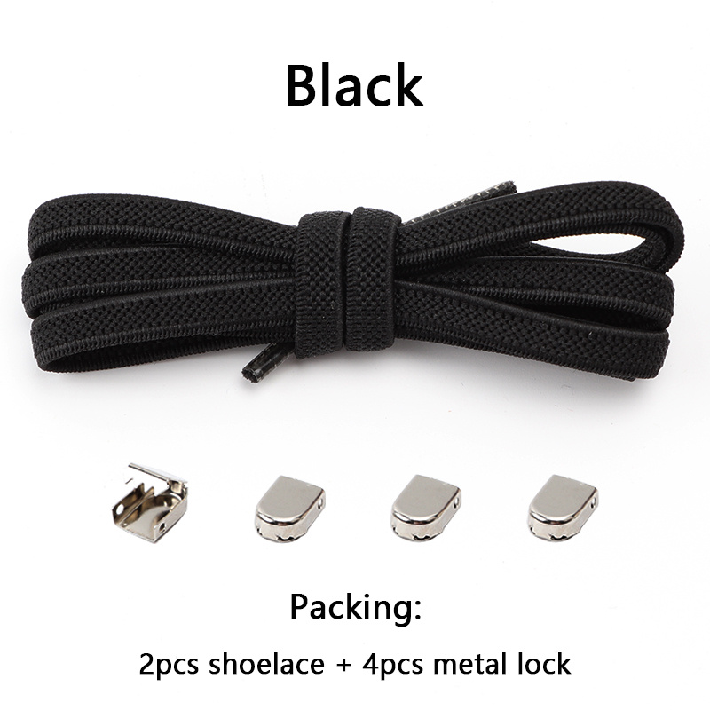 TEMU No Tie Elastic Athletic Shoe Laces - Elastic Polyester And Spandex Adjustable Flat Shoelaces With Metal Tips, Perfect For Casual Shoes, Sneaker