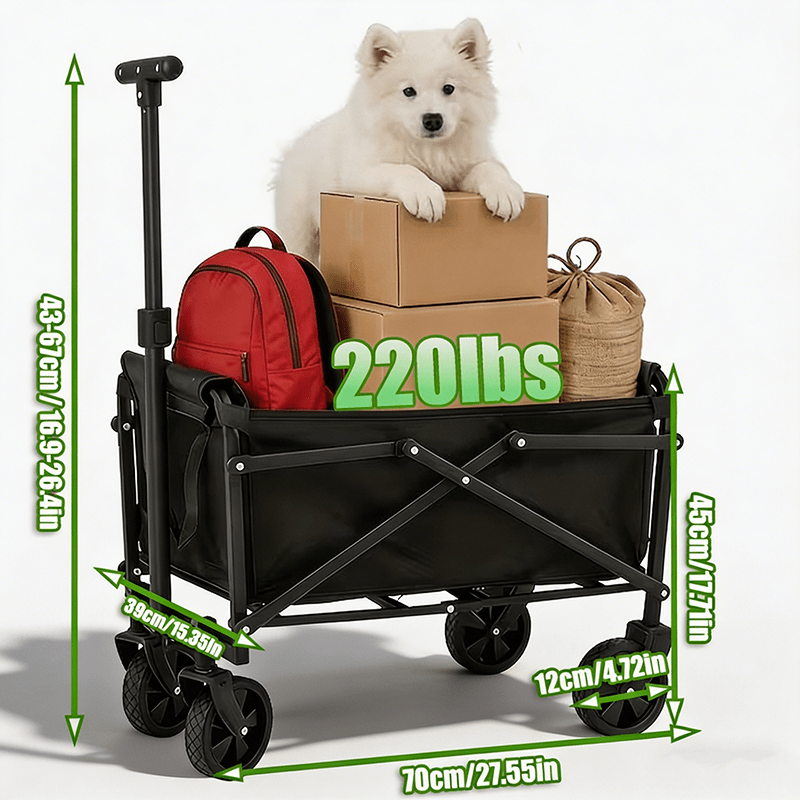 Image of Heavy- Duty All- Terrain Folding Trolley, Large- Capacity Foldable Design, Adjustable Handle, Durable And Versatile Outdoor Trolley- Ideal For Camping, Shopping, Gardening And Outdoor Transport