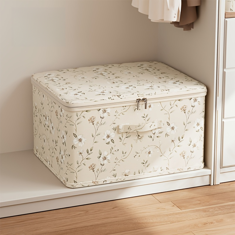 TEMU Printed Oxford Cloth Storage Box - A Multifunctional Space-saving Organizer Suitable For Settings Like Closets, Bedrooms, And Kitchens - Perfect