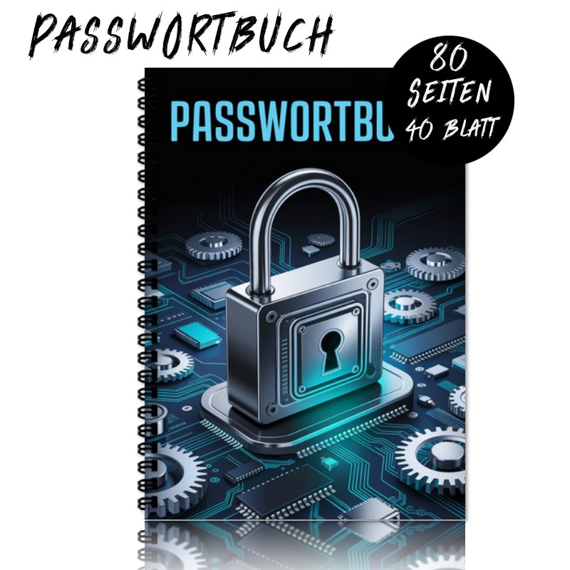 TEMU 1 Stück Deutsches Passwortbuch | Spiralgebundenes Notizbuch A5 mit Metallschloss-Design – Sicherheitswerkzeuge für Computer oder Büro, das