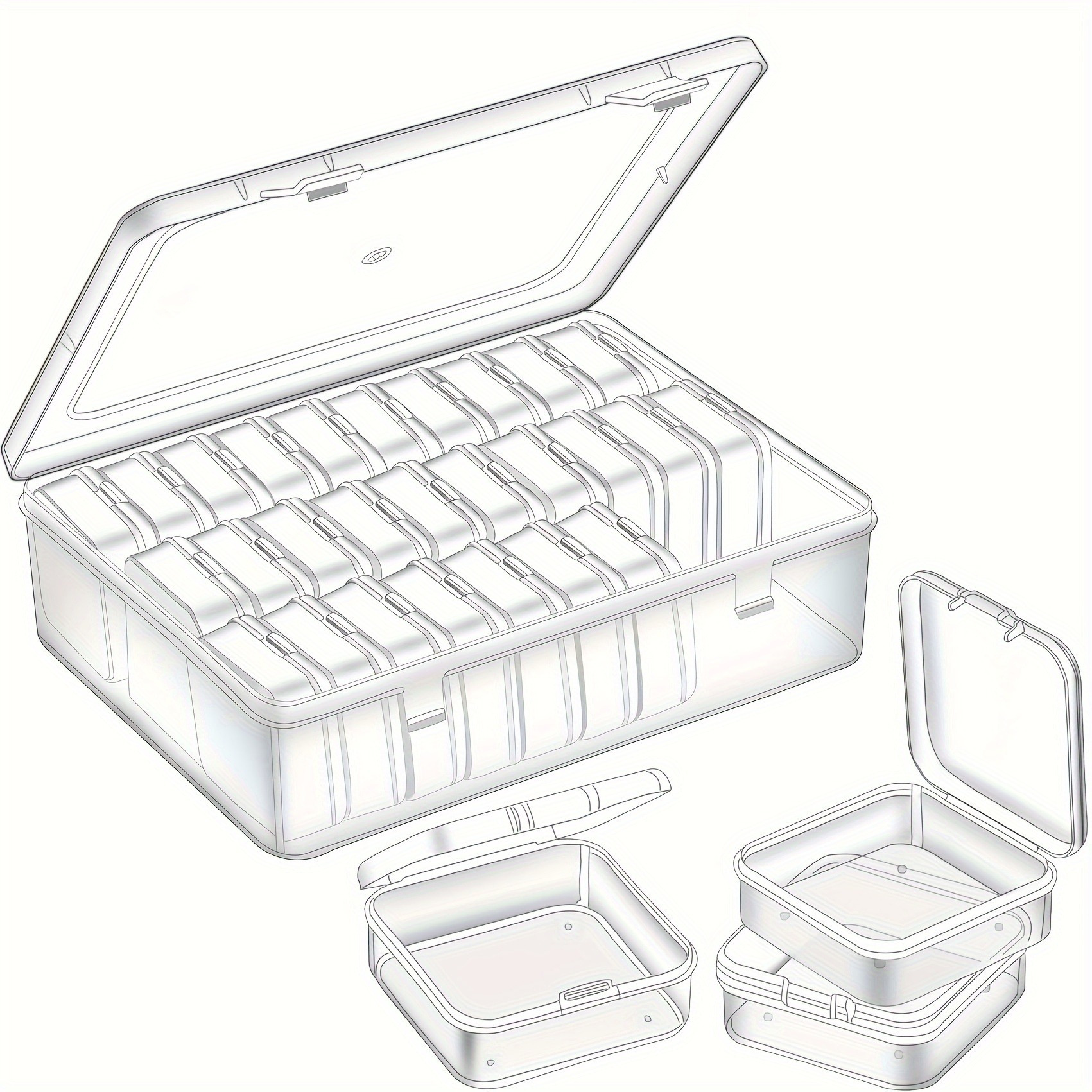 14 30grids multi compartment transparent plastic storage box set durable craft organizer with snap closure removable trays ideal for beads jewelry hair accessories hardware small parts portable craft   gift for crafters diy enthusiasts Product details 0