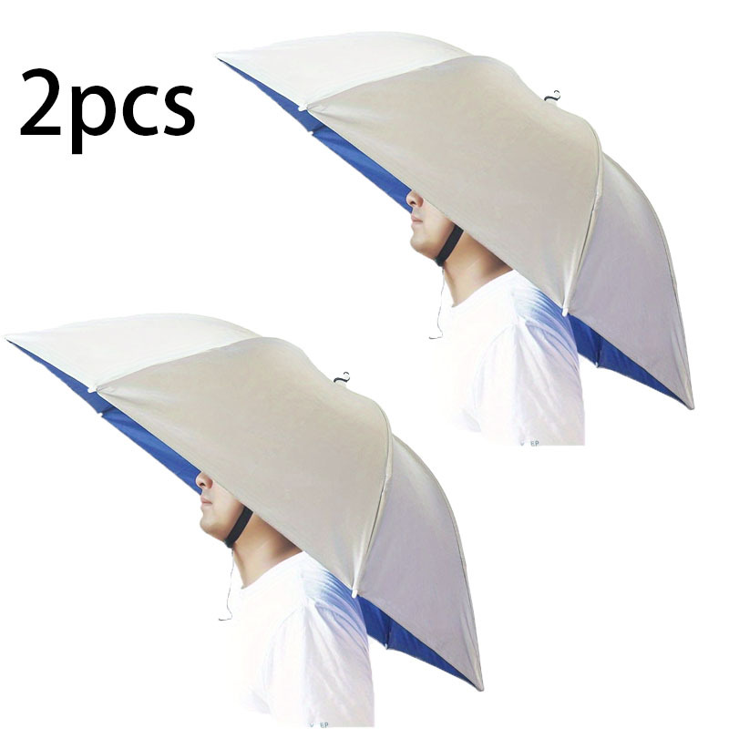 TEMU 2pcs- Open To 37.4 Inches, Extra-large Fishing Umbrella Hat- Uv Protection And, , Adjustable, Suitable For Golf, Fishing, Gardening, And Outdoor Activities