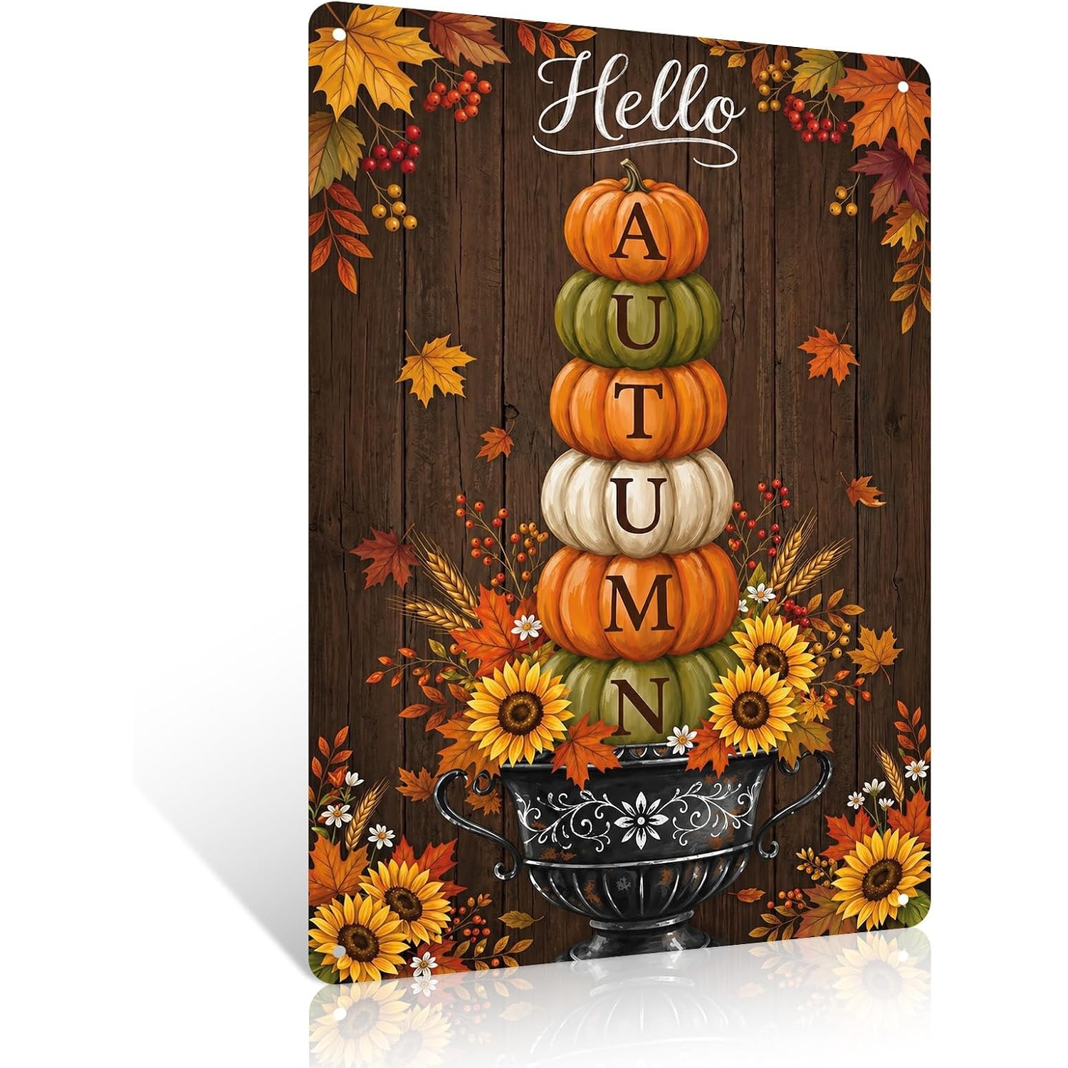 2D Flat - 【2D Flat】 2D Flat - [2D Flat] 2D Flat, 1pc, Wooden Print, Autumn Pumpkin Sign Sunflower Thanksgiving Retro Hanging Sign Suitable for Home, Kitchen, Outdoor, Garden, Farm, Bar, Cafe, Terrace, Porch, Restaurant, No Power Needed, Wall-Mounted