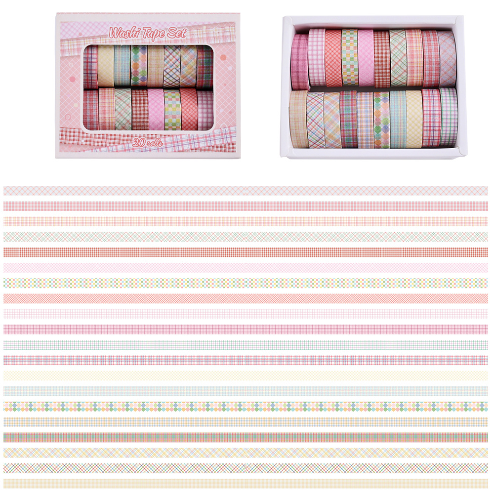 TEMU Ensemble de 20 rouleaux de ruban washi esthétique, ruban de masquage Macaron, 10 mm (0,4 pouce) de large, ruban décoratif coloré, fournitures