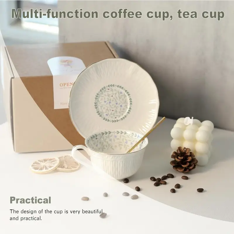 floral porcelain tea cup and saucer set with spoon 6.4oz set of 1 light espresso coffee cups 1 light blue, tea cups set, coffee cup set with saucer, coffee cup and saucer set, cup sauce tea set, tea cup set, home dining accessories, essentials, classic porcelain, ware, delicate , cup, saucer and spoon set, , coffee enthusiasts Product details 2