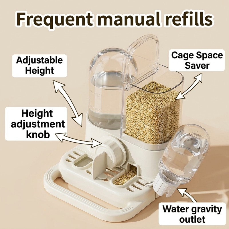 Image of 2-in-1 Automatic Bird Feeder Water Dispenser For Cage, No Mess Hanging Parrot Food & Water Feeder Set With Perch, Bird Cage Accessories For Parakeets, Roosteratiels, Budgies, Lovebirds