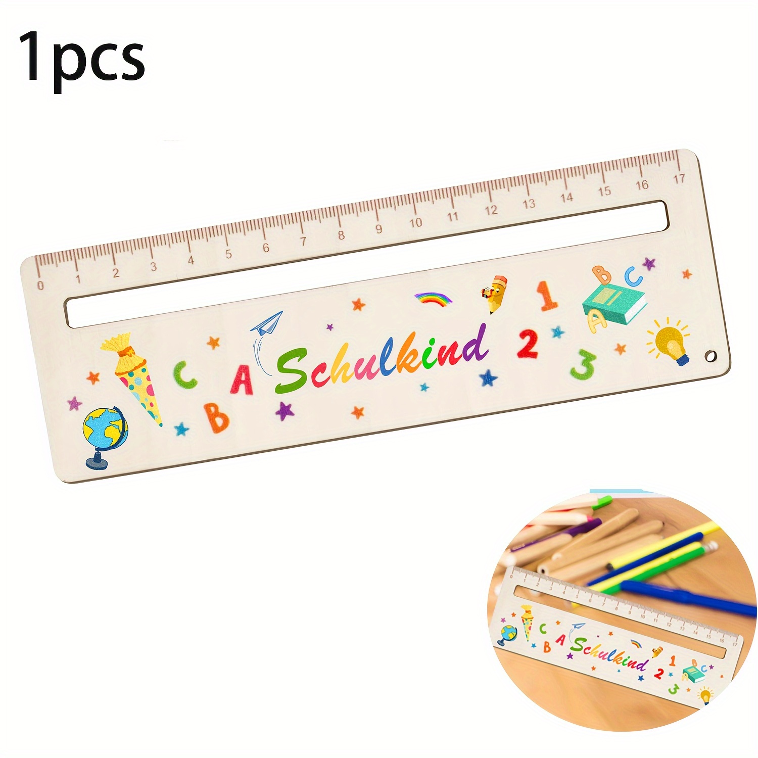 E-shop 2D Flachdruck 1/2 Stück Schulanfang Lesehilfe, Farbgravur Schulanfang Lesehilfe Lesezeichen, Schulanfang Holz Lesezeichen, Unisex, Schulanfang
