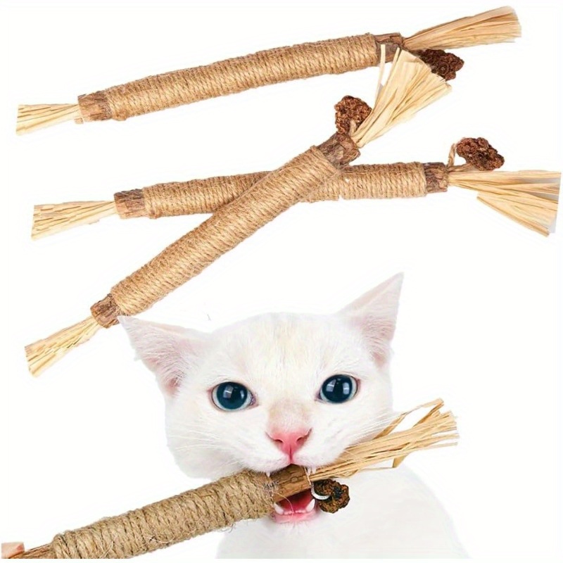 TEMU Cat Chew Toys Toothbrushes Ordinary Wood Cat Teethbrush Sticks Mattabi Natural Wood Teethbrush Sticks Dental Stone Care Breath Care Toothbrush