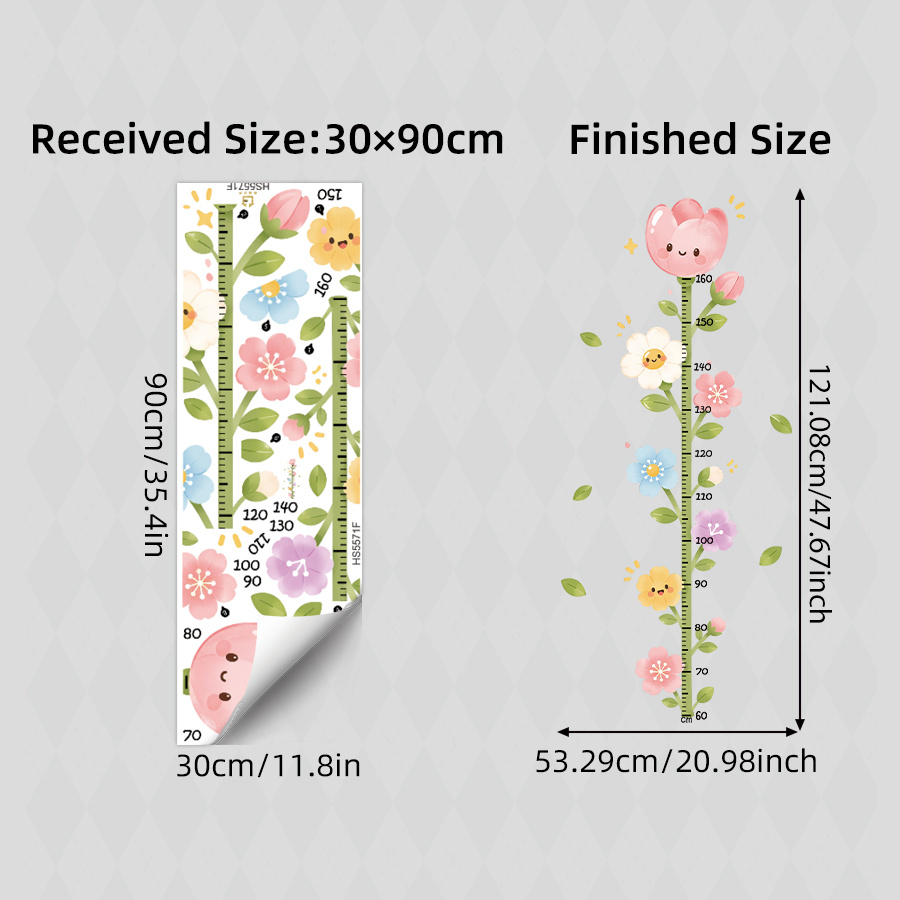 TEMU 1pc Kids Height Growth Chart Wall Sticker For Room Decor, Cute Self-adhesive Height Measurement Rulerkids Height Measurement Growth Chart Wall
