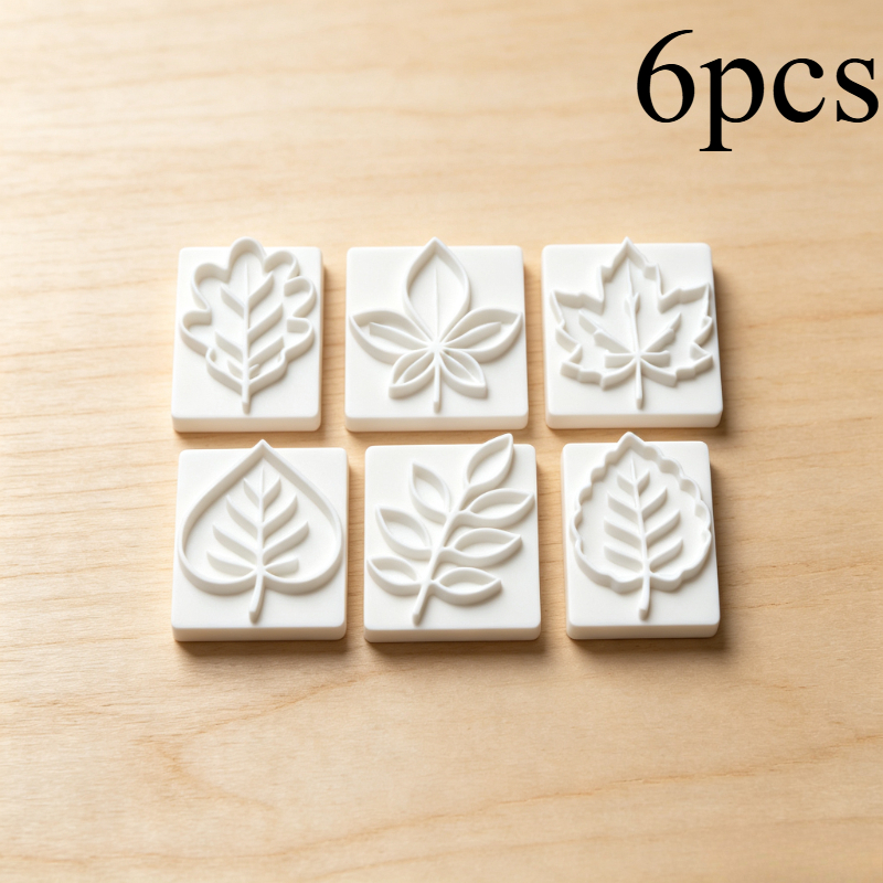 TEMU 6pcs Leaf Clay Stamp Set, Featuring Autumn Leaf Embossing Molds With Beautiful And Exquisite Patterns. Suitable For Polymer Clay, Pottery And