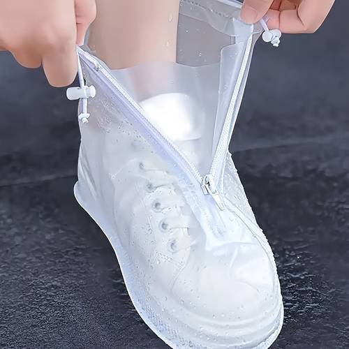 2pcs waterproof shoe covers with zipper reusable pvc rain boot protectors hand washable slip resistant durable for men and women