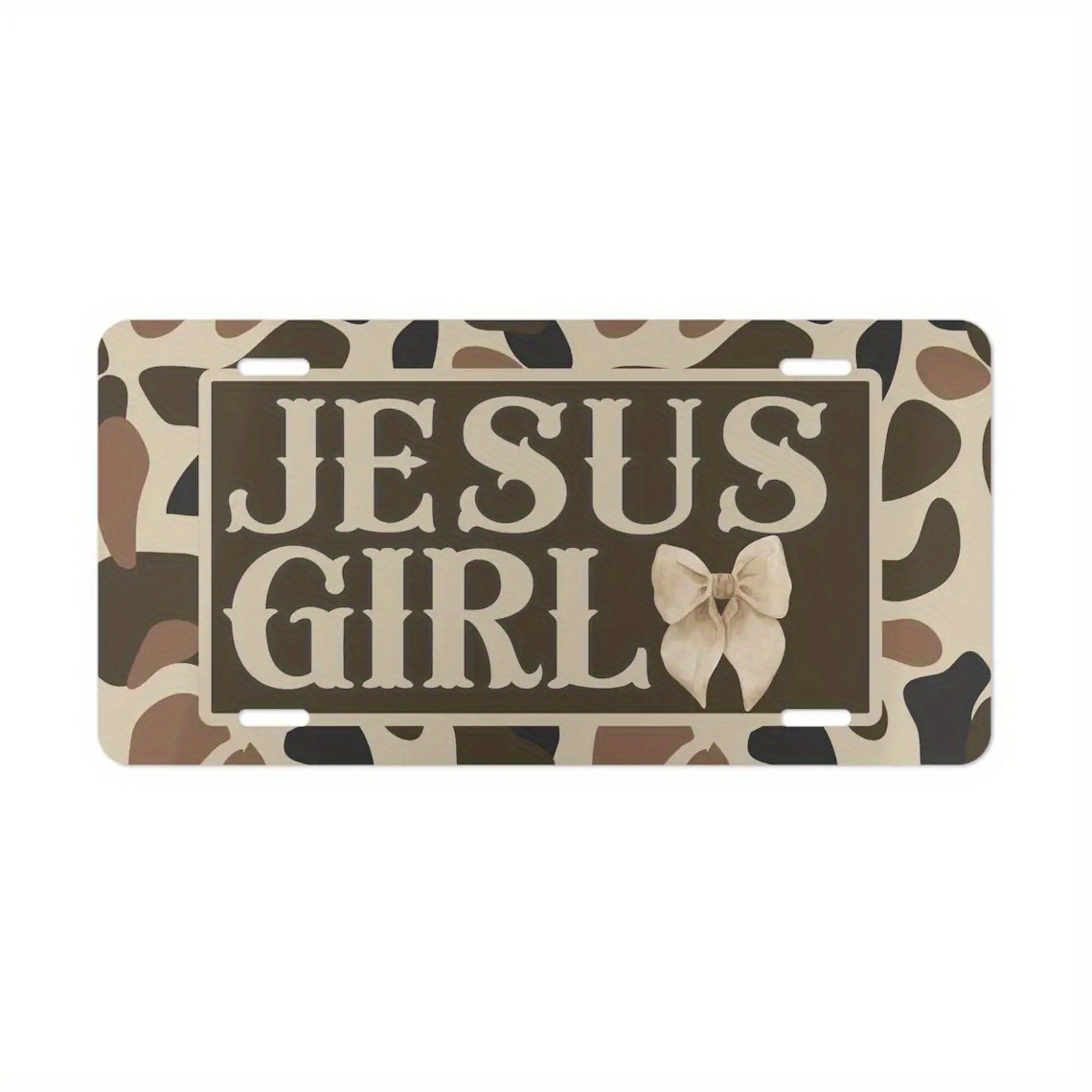Camo "Jesus Girl" Christian Front License Plate - 6x12 Inch Aluminum Polished Metal Standard Plate, Easy to Install, Made in USA, Fit for All Vehicles, Durable & Fade-Resistant Faith-Based Car Decor, Bold Text Design