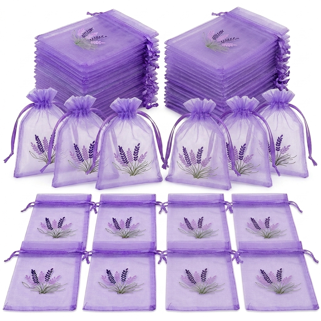 TEMU 24pcs Sheer Organza Bags Pouches Lightweight Breathable Mesh Gift Bags With Ribbon Drawstring Closure For Closet Wardrobe Drawer Bedroom Wedding