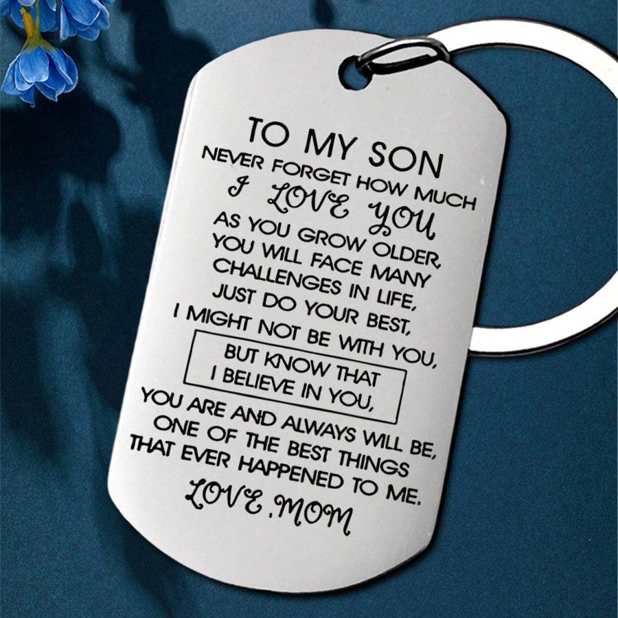 TEMU 1pc Son Gifts From Mom To My Son I Love You Keychain Gift For Him Boys Men Inspirational Quote Engraved Pendant Keyring Tags Present For Back To