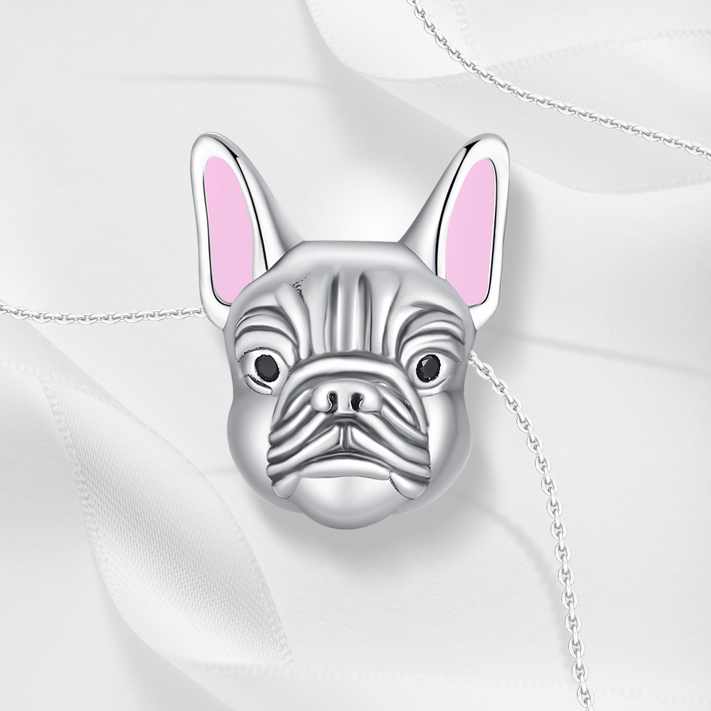 925 Silver Pug Bead Pendant, DIY Charm for Bracelets