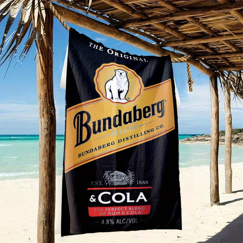 TEMU Bundaberg Rum Design Theme Printed Outdoor Large Thick Beach Towel, Soft Microfiber Towel, Beach, Camping, Travel- Bathroom And Camping Gear