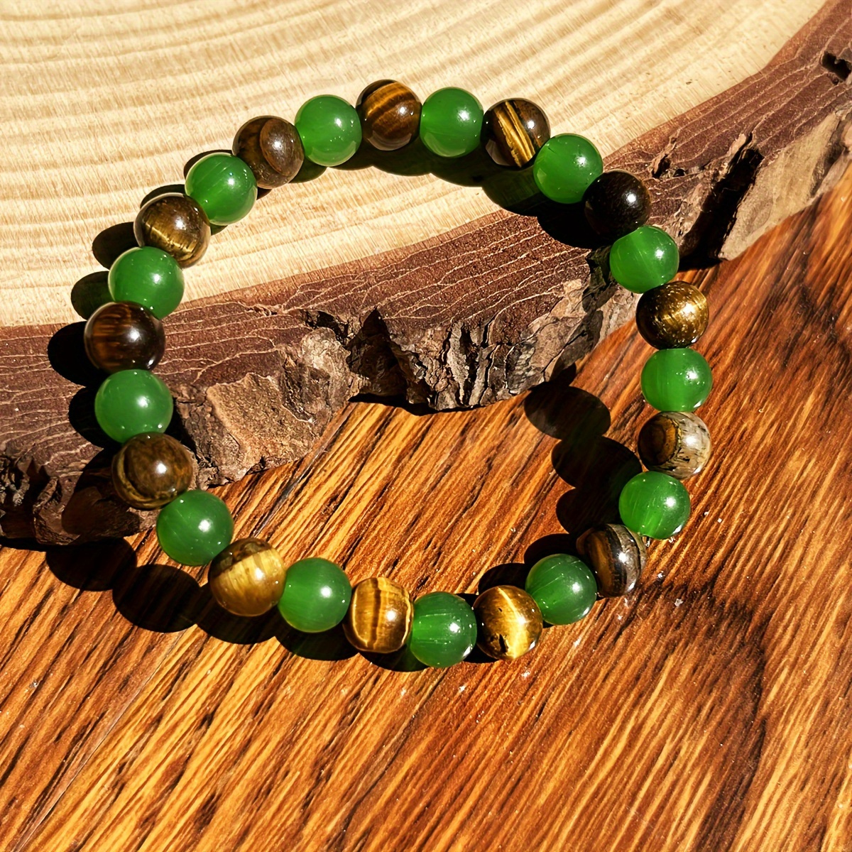 1pc 8Mm Tiger'S Eye Stone, A Retro Bohemian-Style Jewelry Gift for Men And Women, Easy And Fashionable for Festival Gifts