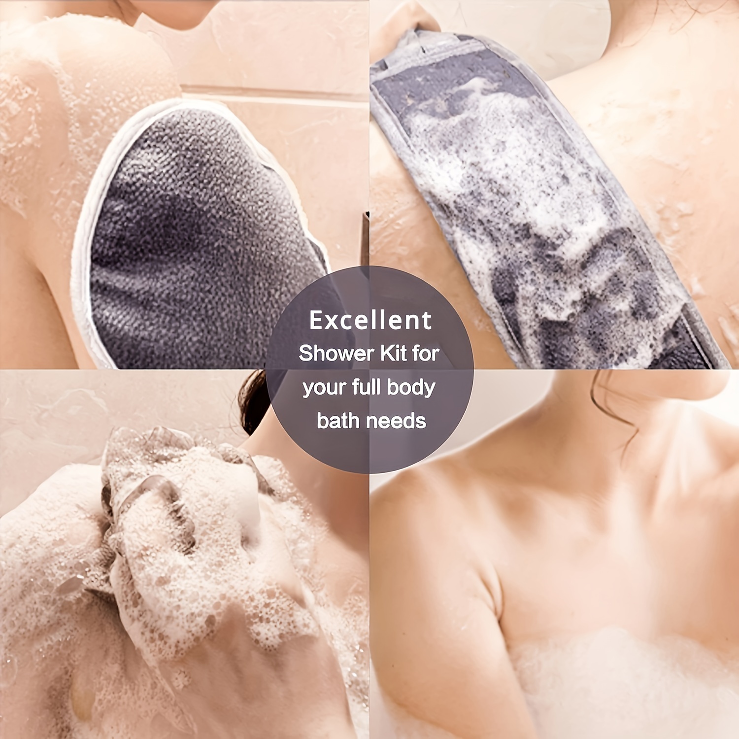 5pcs Exfoliating Mud-Free Back Scrubber and Bath Set