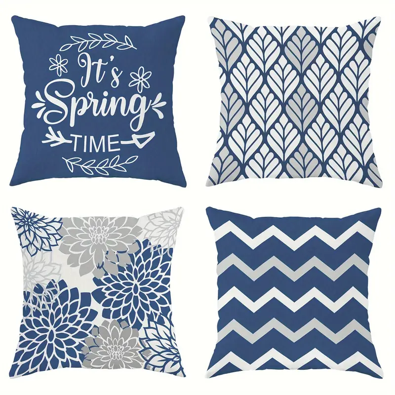 4pcs double sided printed geometric throw pillow covers soft plush retro spring decor with zipper closure machine washable multiple sizes for living room bedroom sofa seasonal decoration chevron print durable fabric home textiles sofa accessories textiles decorative pillows modern 2d flat Product details 0
