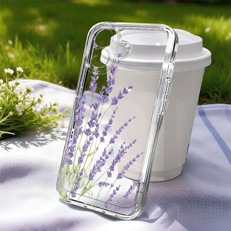 E-shop Handyhülle: Lila Lavendel-Handyhülle mit floralem Sprachmuster, passend für iPhone 17, 17 Ari, 16, 15, 14, 13, 12, 11, Pro Max, X, XS, XR, XS