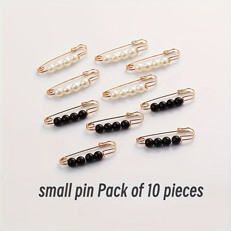 10pcs Elegant Pearl Safety Pins- Ideal For Crafting, Sewing& Fashion Accessories, White/black