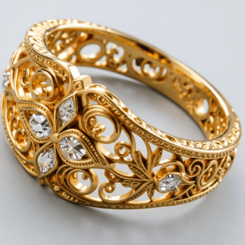 Elegant Copper Fashion Ring with Hollowed-Out Floral Design