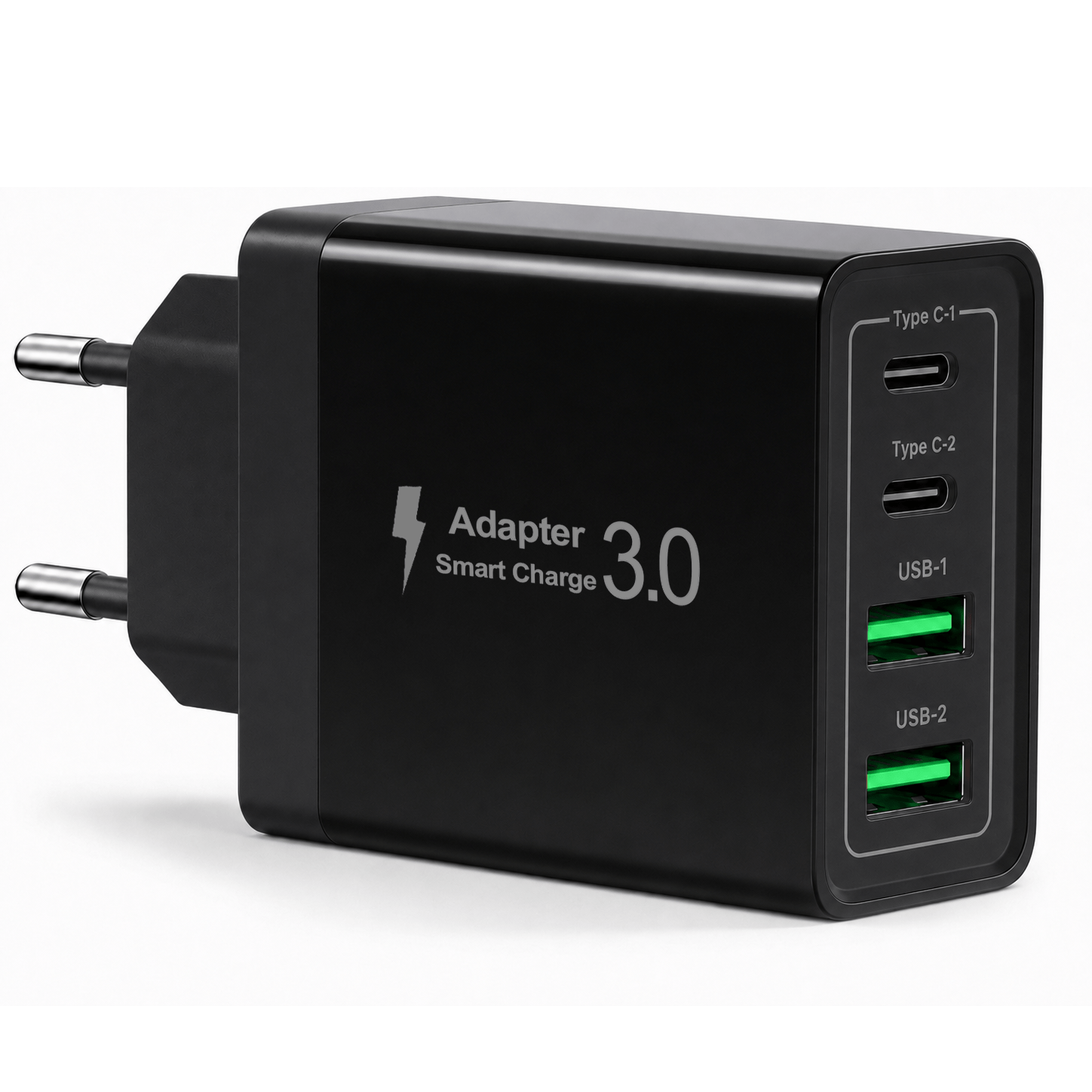 Image of 4-port Usb Wall Charger, 2 Usb-c And 2 Usb-a Multiport Charging Adapter, 6 Color Options, Compact Eu Plug Charger For Iphone 17 16 15 14 13 12 11 Pro Xs Xr 8 7 6s Plus Mini Se, Ipad, Galaxy