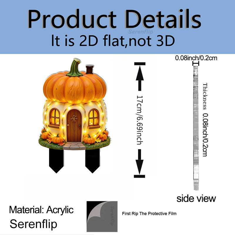 TEMU Plaque 2Dflat2D - [Plaque 2D] Plaque 2D - [Plaque 2D] 1pc Plaque 2D Acrylique, pour Décoration de Sol, Maison de Citrouille, avec Petite