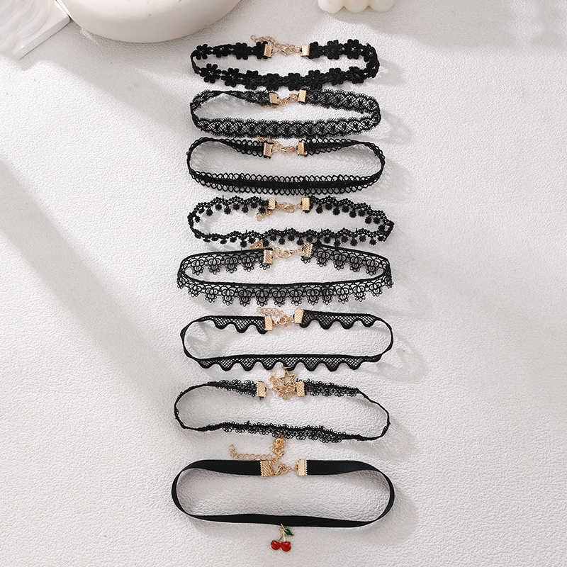 8pcs Elegant Lace Flower Choker Necklace Set