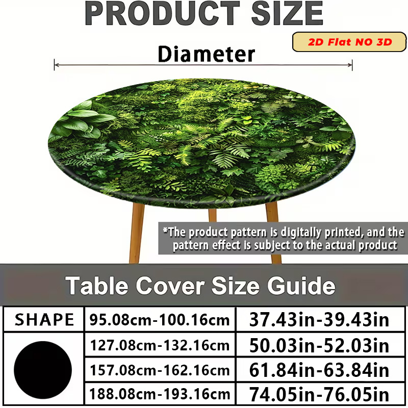 TEMU 2d Flat 1pc Pattern Stretch Tablecloth Round Elastic Tablecover, Great For Apartment Indoor Meals, Garden Picnics, Wedding Side Tables, Feasts