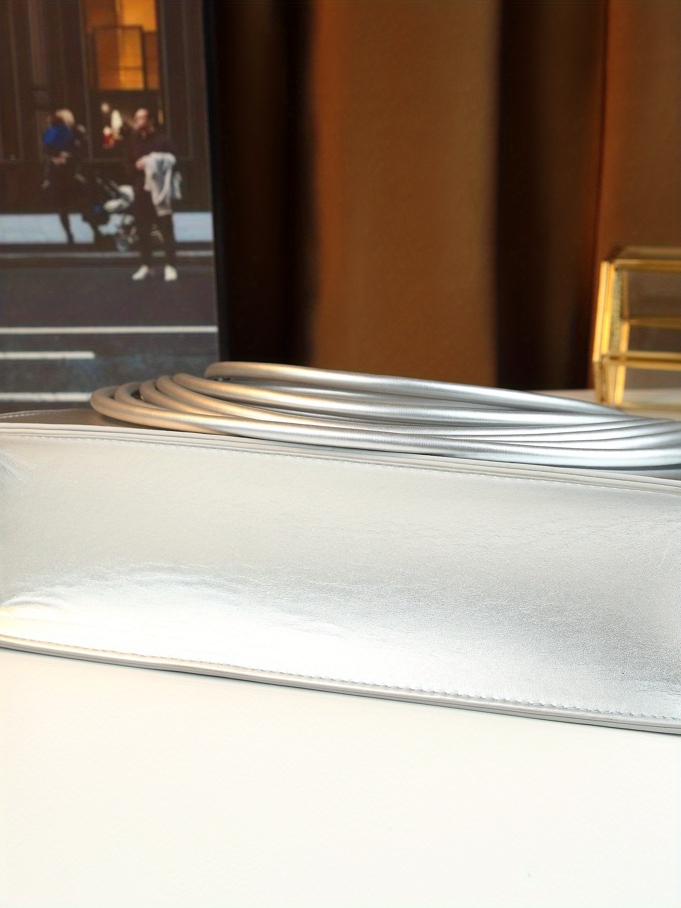 Stylish Solid Color Line Design Handheld Small Square Evening Bag for Women