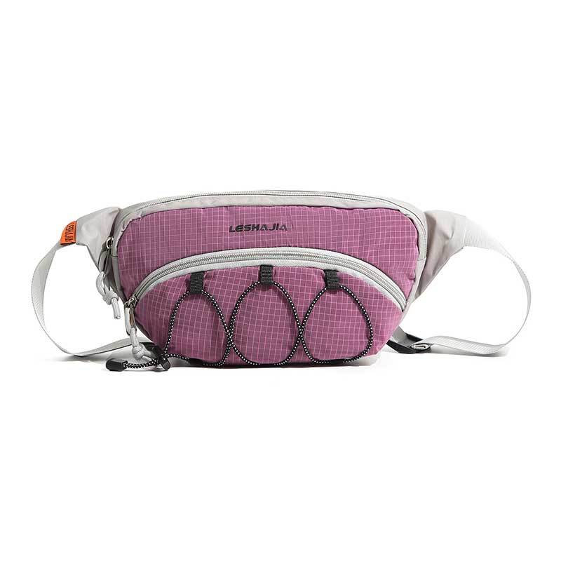 Outdoor Techwear Color-Block Mesh Waist Bag, Multi-Layer Storage
