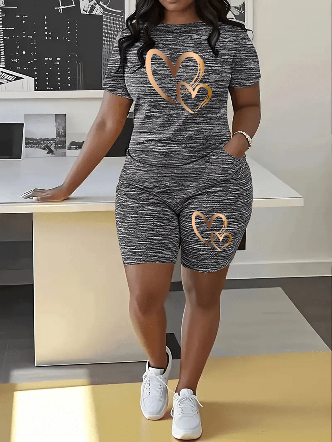 women's casual two piece set polyester 95% spandex 5% round Temu