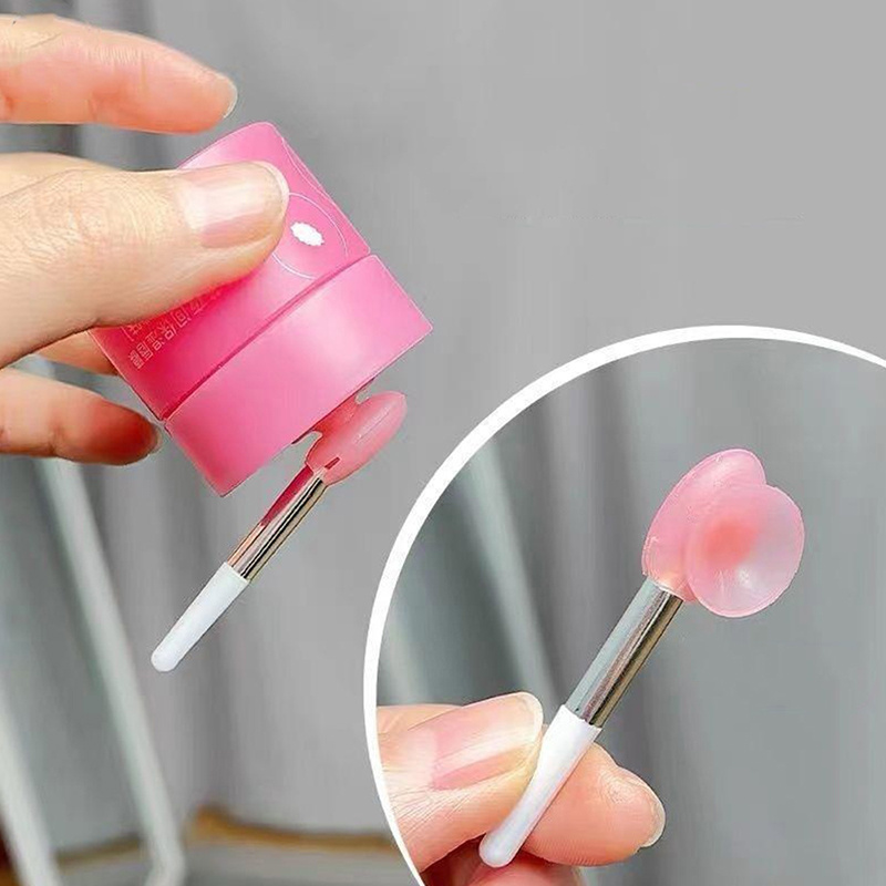 TEMU 2pcs Silicone Lip Balms & Lip Mask Brushes With Sucker Dust Cover - Oval Makeup Brushes For Lipstick, Balm, And Cosmetic Application, Includes