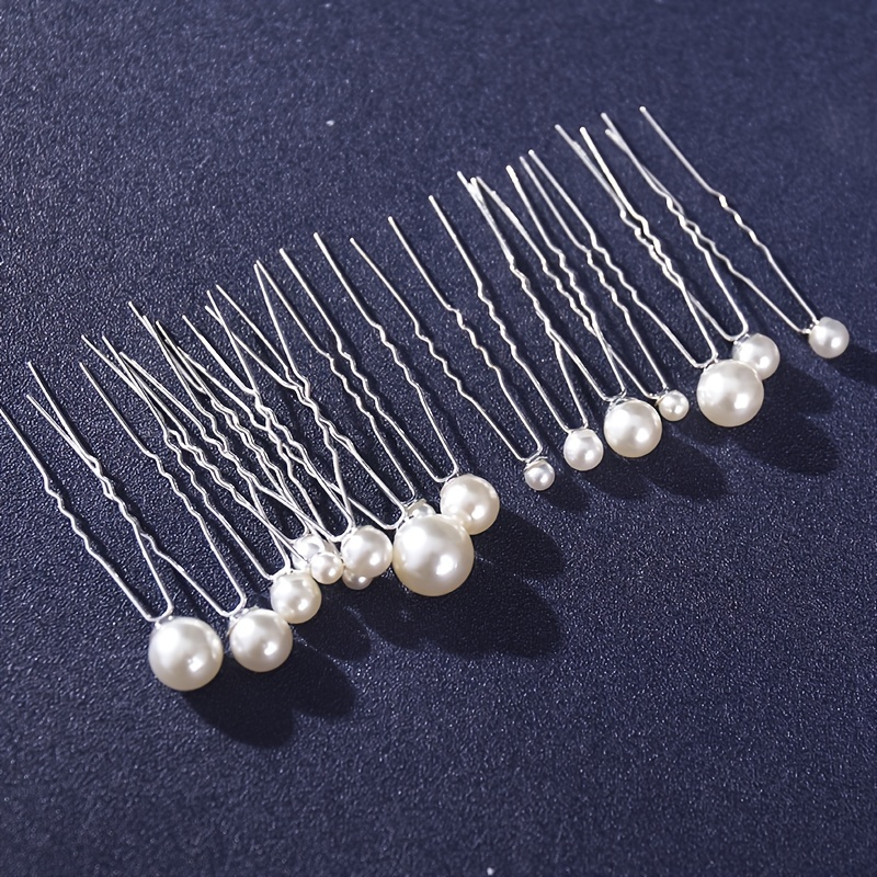 Random Size Pearl Fork Bridal Headpiece with U-Clip