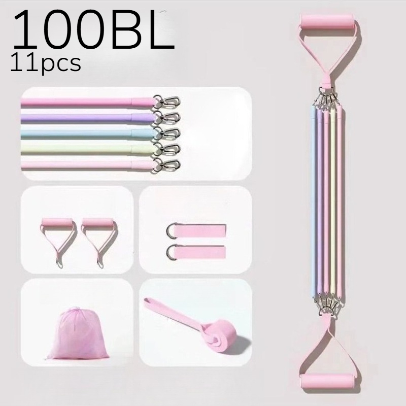 TEMU Pilates Stick Multifunctional Fitness Stick Multifunctional Yoga Pilates Equipment Household Tension Rope Stretching Belt Back Training Device