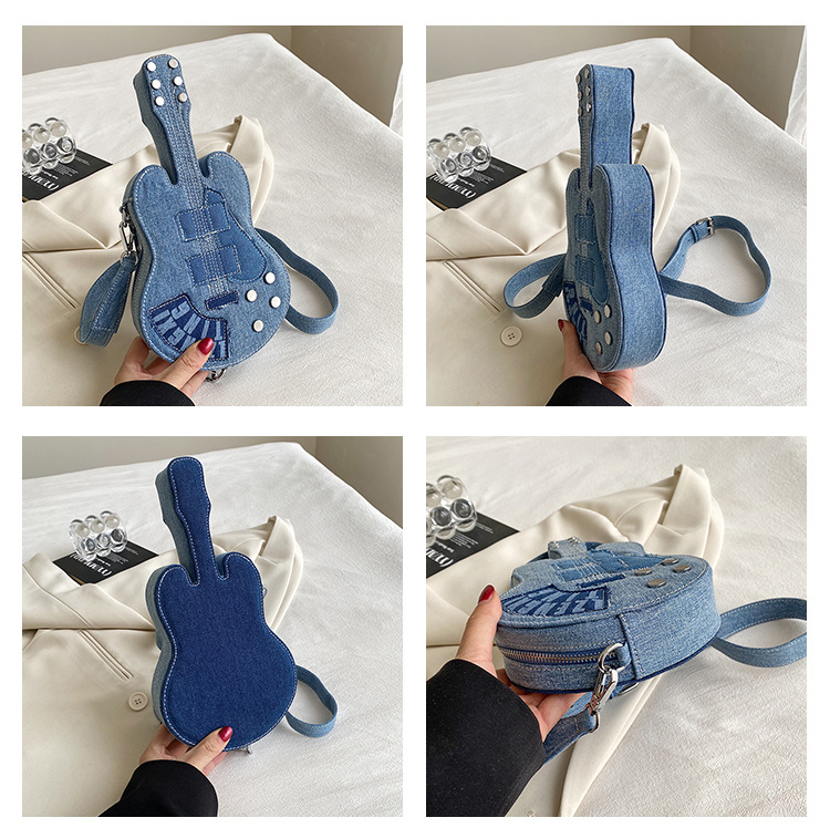 1pc womens punk rock guitar shaped crossbody bag suitable for music lovers detachable strap zipper closure rock tote for concerts casual outfits hand washable Product details 6