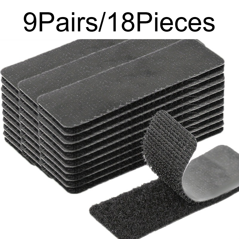 9 Pairs Rectangular Hook And Loop Tape, Car Fasteners For Securing Car Mats, Flexible Adhesive Strips For Diy , Essential For Automotive And Home Use.