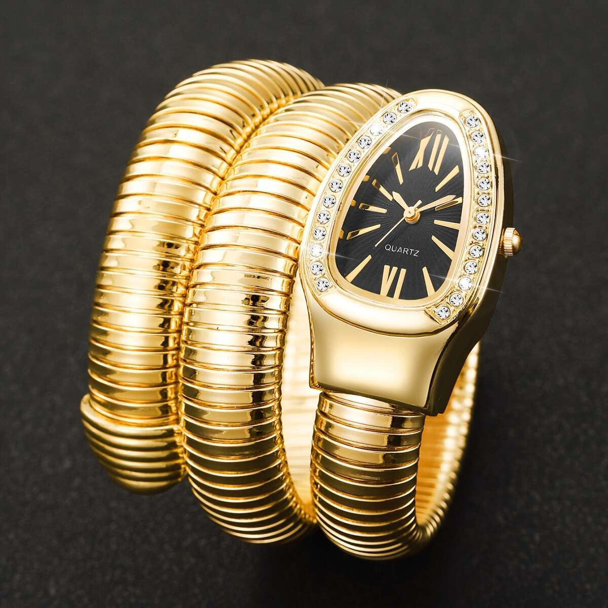 1pc of Women'S Gift Snake-Shaped Watch, Featuring a Unique And Elegant Design, a High-End Wrap-Around Quartz Wristwatch, Excluding The Watch Box