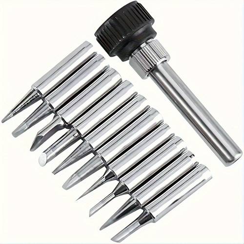 brand new soldering iron tips 10 copper based soldering iron tips electroplated for low temperature soldering including shapes 1 2d 1 6d 2 4d 3 2d 2c 3c 4c suitable for amateurs and professionals