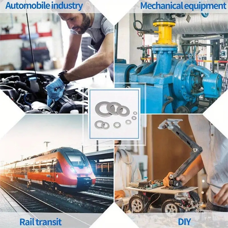 180 bucăți set șaibe plate, 8 dimensiuni m2-m10, potrivite pentru șuruburi/șaibe lustruite și placate Detaliile articolului 6