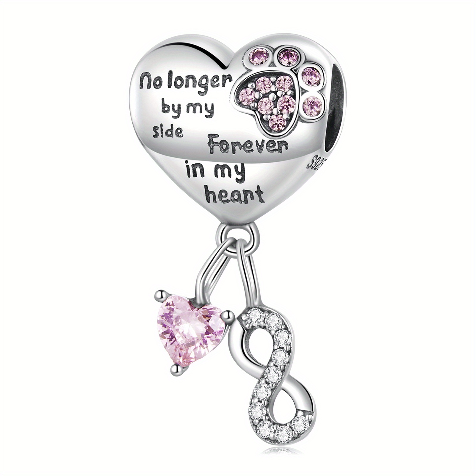 TEMU New S925 Sterling Silver Original Charm For Charm Bracelet " Heart" Charm Necklace Pendant Fashion Jewelry