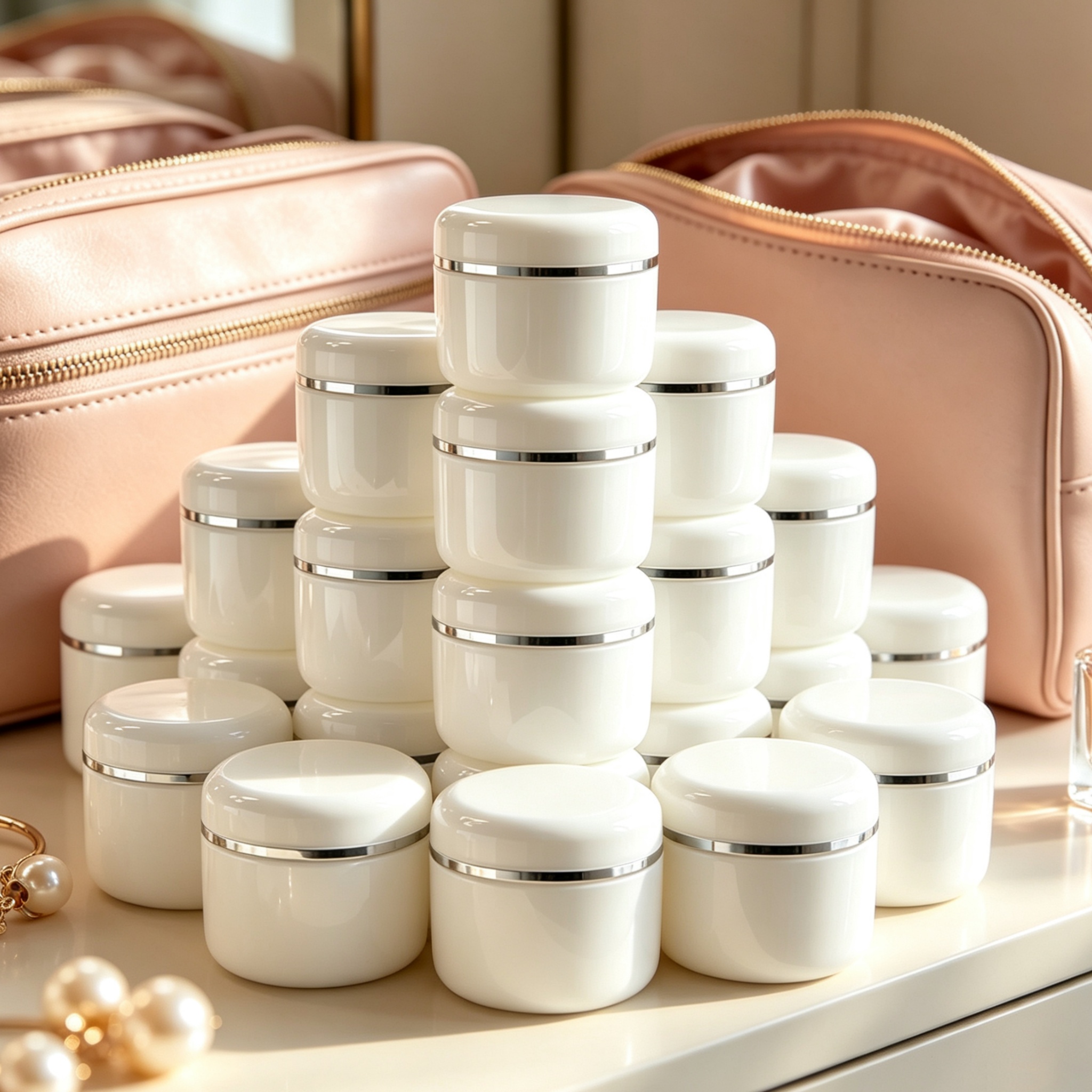 TEMU Lot de 18 pots cosmétiques rechargeables pour crème, 30 ml (1 oz) et 50 ml ( oz), pots de maquillage en plastique avec doublures intérieures et