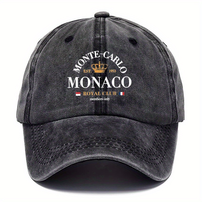 TEMU Casquette de baseball style vintage avec imprimé "MONACO" - Ajustable, légère et respirante, lavable à , pour les sports de et les tenues