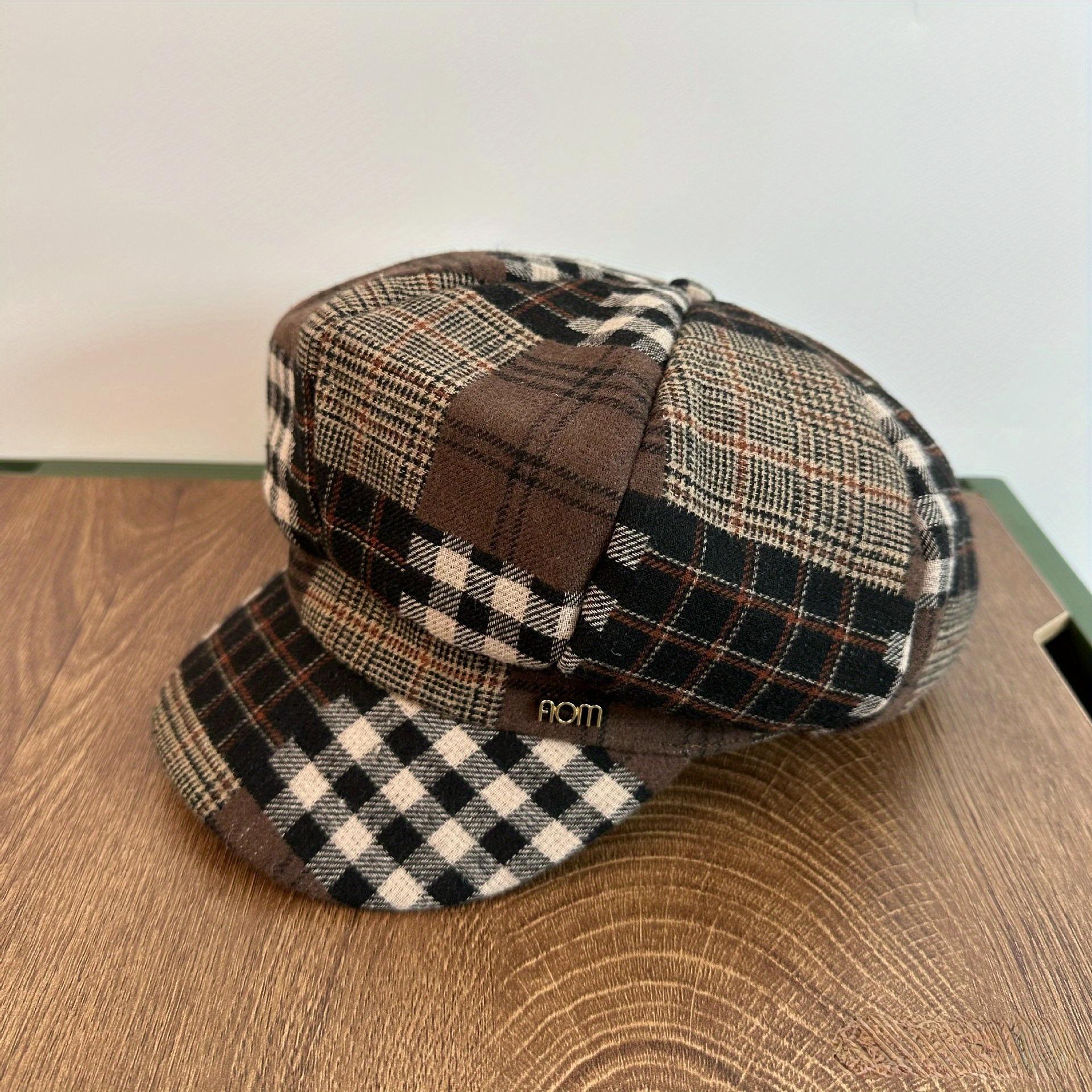 TEMU Vintage British Style Colorful Beret For Men And Women, Perfect For Autumn And Winter, Featuring A Plaid Design, Painter's , Newsboy , And