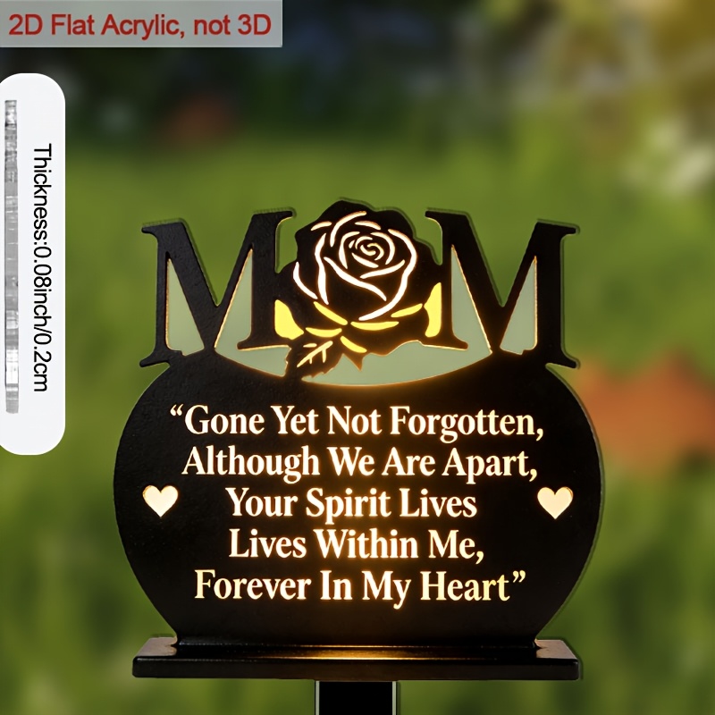 TEMU 2d Flat, [2d Flat] 2d Plane-[2d Plane] A Two-dimensional Acrylic Rose And "mom" Commemorative Design Garden Stake, With A Base For Easy